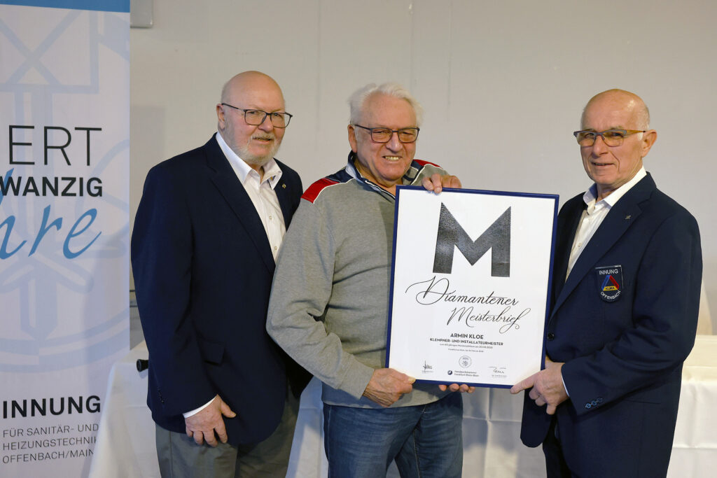 Diamantener Meisterbrief für Armin Kloe